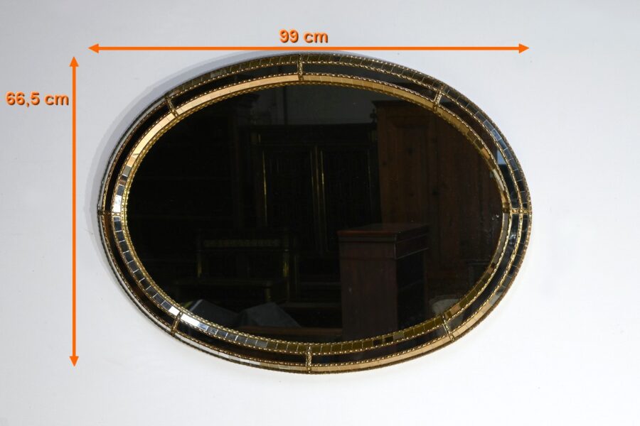 Miroir Ovale à Parclose en Laiton, style Hollywood Regency - 1970 – Image 10