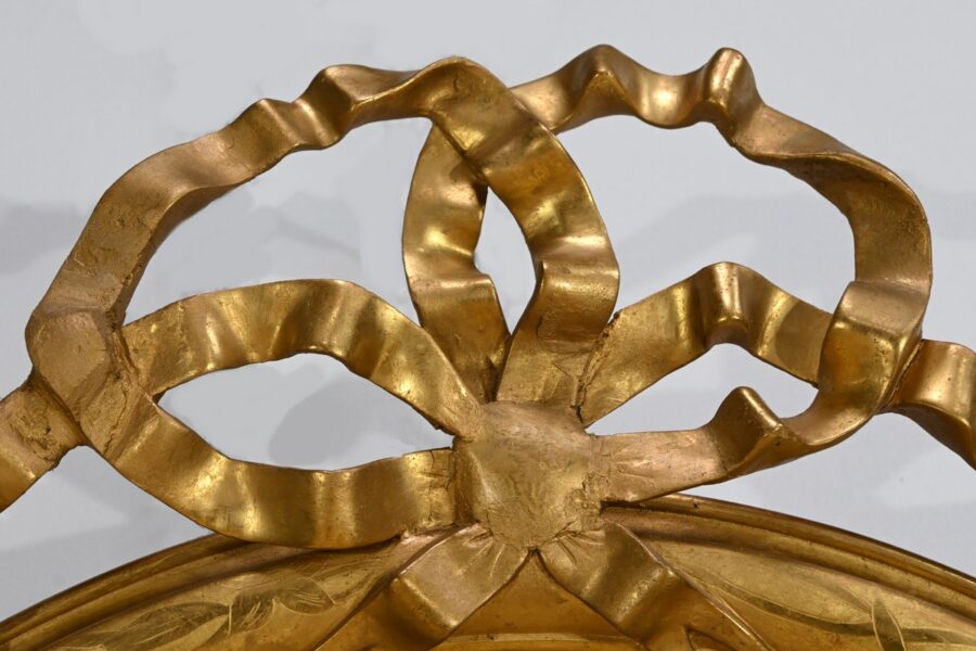 Miroir Ovale en Bois Doré, style Louis XVI, époque Napoléon III – Milieu XIXe – Image 5