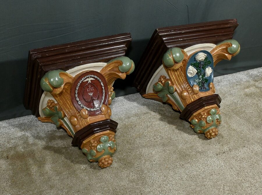 Paire de Consoles Murales en Plâtre, style Baroque - Fin XIXe