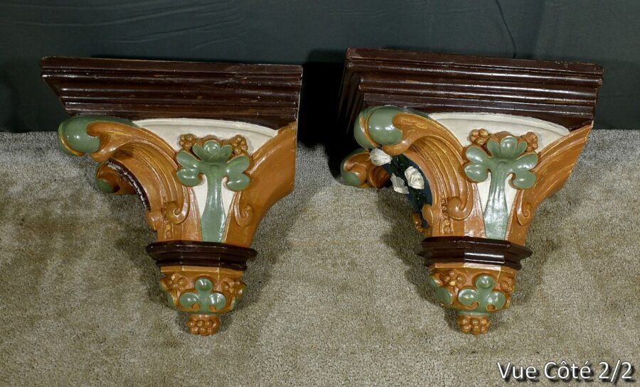 Paire de Consoles Murales en Plâtre, style Baroque - Fin XIXe – Image 11