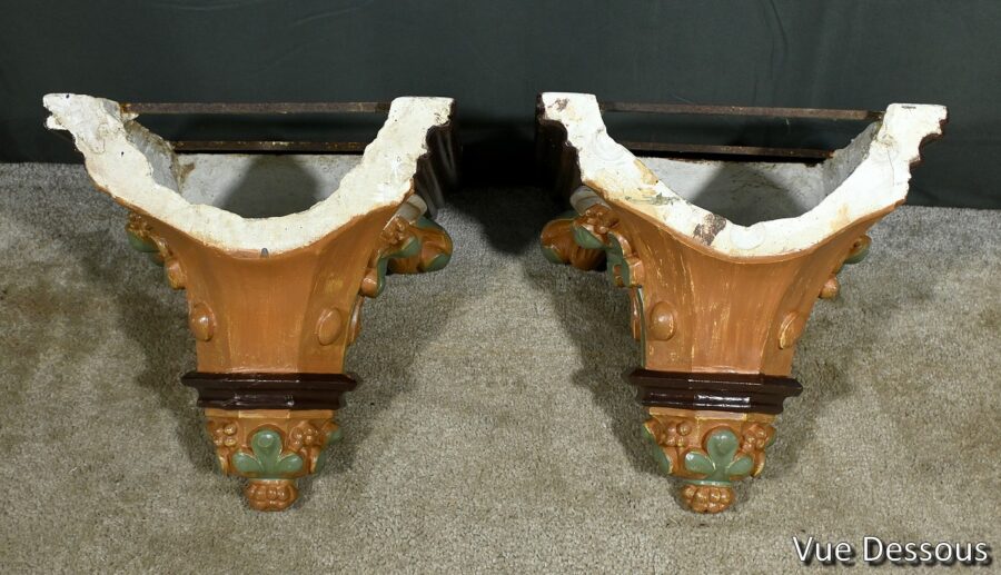 Paire de Consoles Murales en Plâtre, style Baroque - Fin XIXe – Image 13