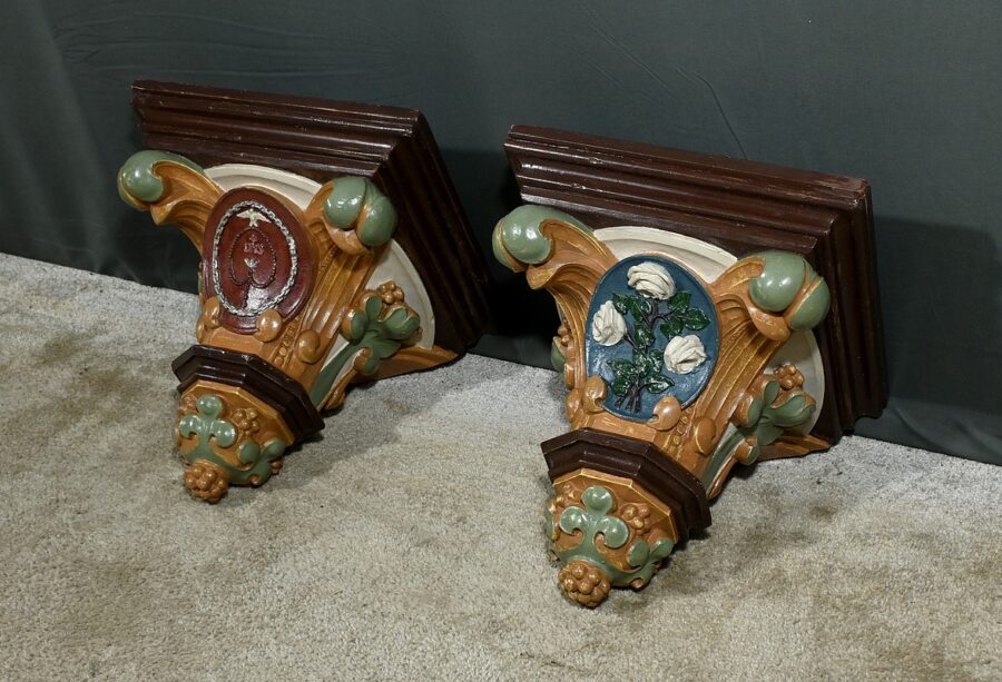 Paire de Consoles Murales en Plâtre, style Baroque - Fin XIXe – Image 3