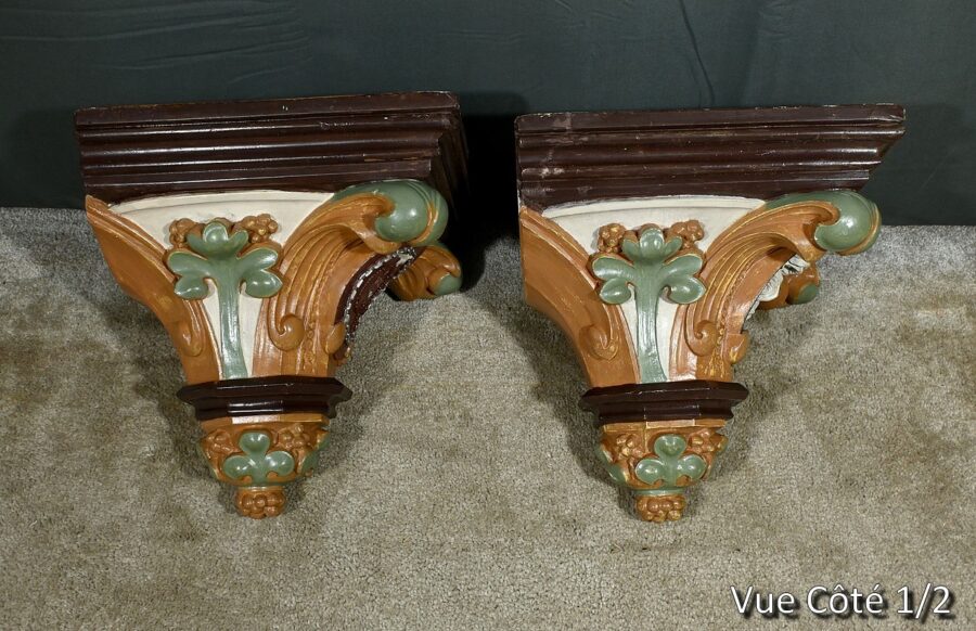 Paire de Consoles Murales en Plâtre, style Baroque - Fin XIXe – Image 9