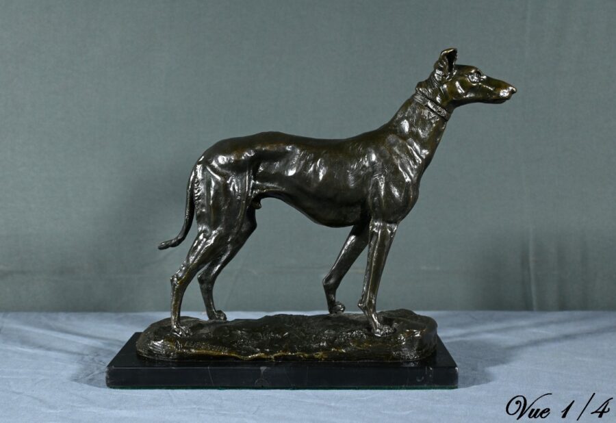 Bronze "Le Lévrier", signé E.Frémiet - Fin XIXe – Image 14