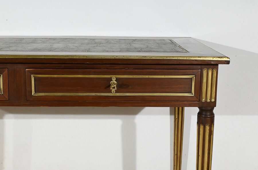 Bureau Plat en Acajou, style Louis XVI- 2ème partie XIXe – Image 6