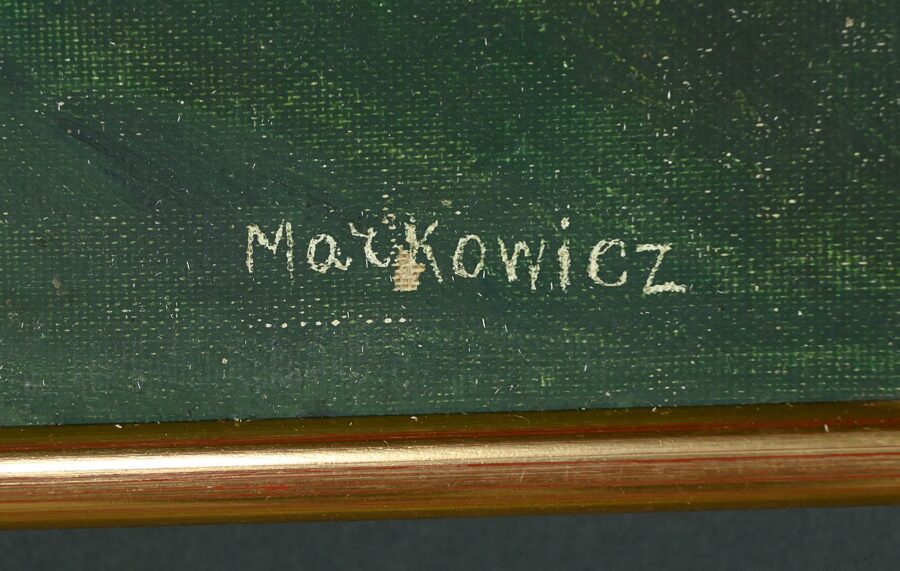 Huile sur Toile, "Polonaise à sa Lecture", signée A. Markowicz - Début XXe – Image 13