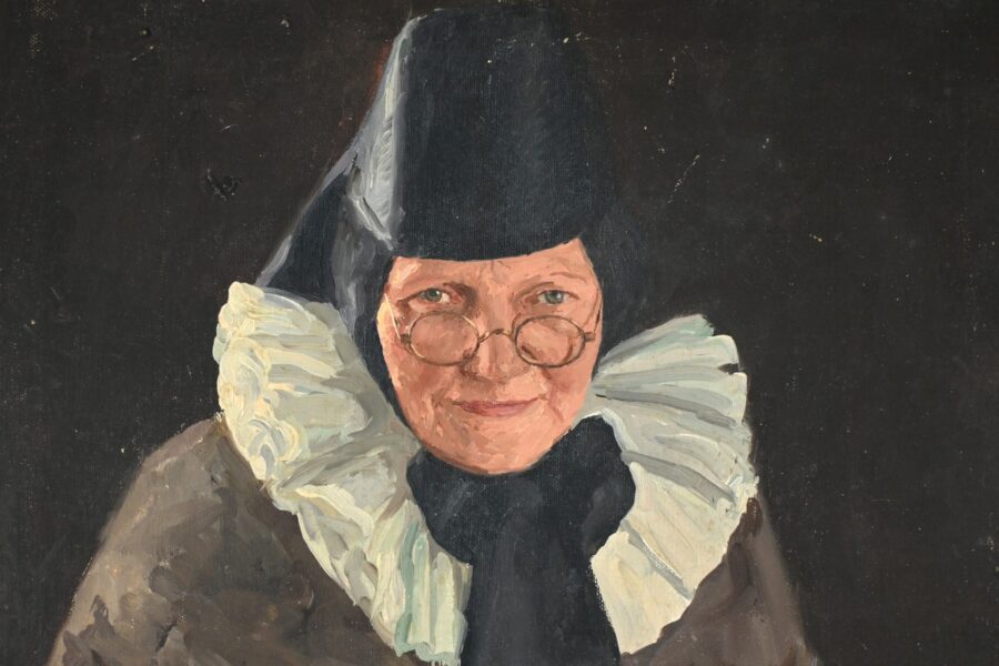 Huile sur Toile, "Polonaise à sa Lecture", signée A. Markowicz - Début XXe – Image 5
