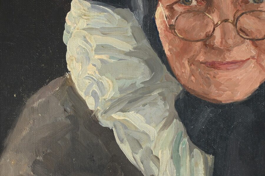 Huile sur Toile, "Polonaise à sa Lecture", signée A. Markowicz - Début XXe – Image 8