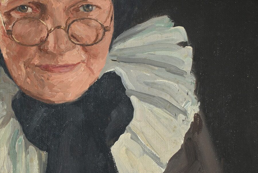 Huile sur Toile, "Polonaise à sa Lecture", signée A. Markowicz - Début XXe – Image 9