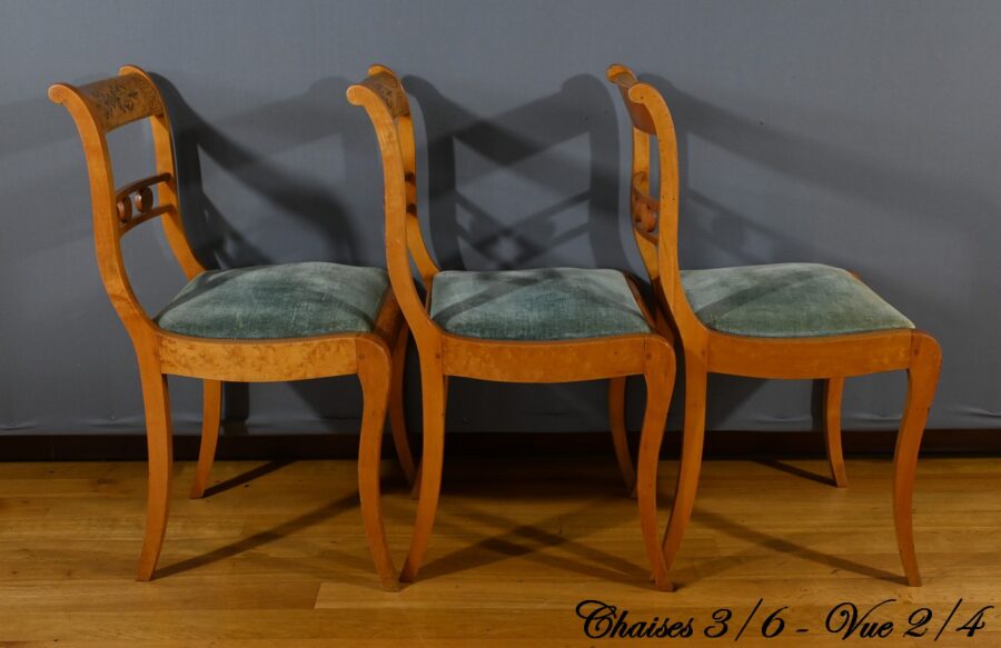 Chaises en Érable Moucheté, style Charles X - Milieu XXe – Image 15