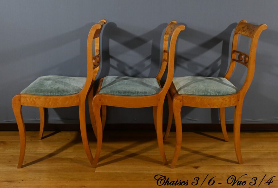 Chaises en Érable Moucheté, style Charles X - Milieu XXe – Image 17