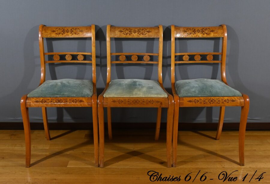 Chaises en Érable Moucheté, style Charles X - Milieu XXe – Image 5