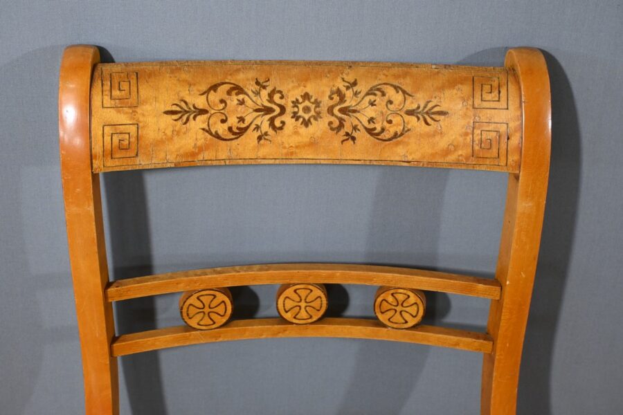 Chaises en Érable Moucheté, style Charles X - Milieu XXe – Image 7