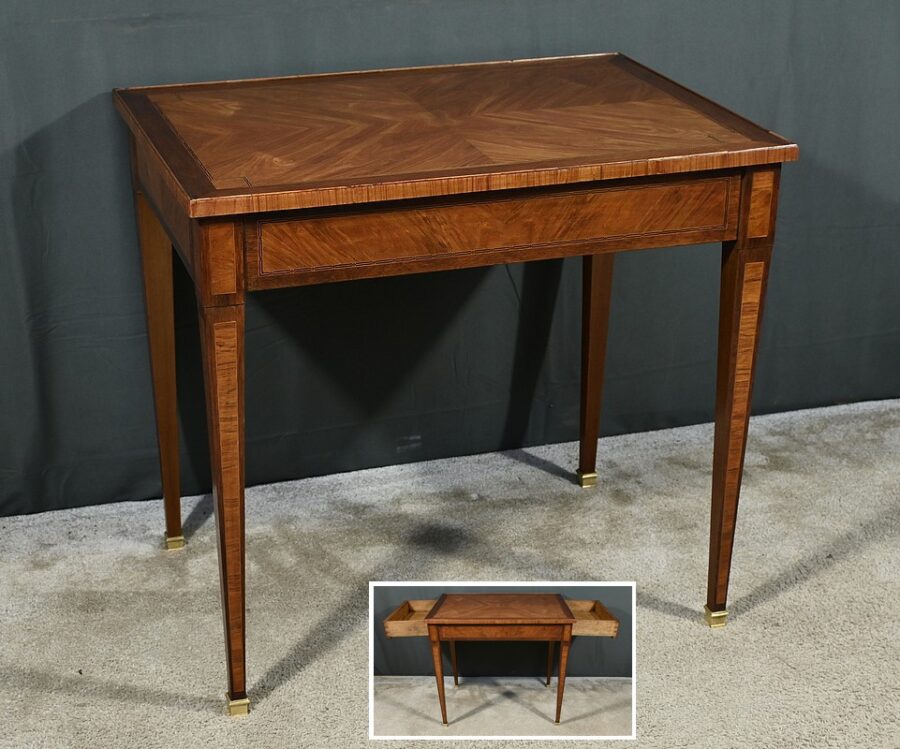 Petite Table Bureau en Marqueterie, style Louis XVI - 2ème partie XIXe