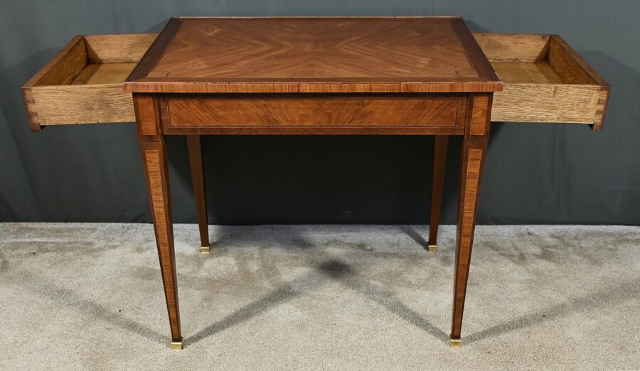 Petite Table Bureau en Marqueterie, style Louis XVI - 2ème partie XIXe – Image 3
