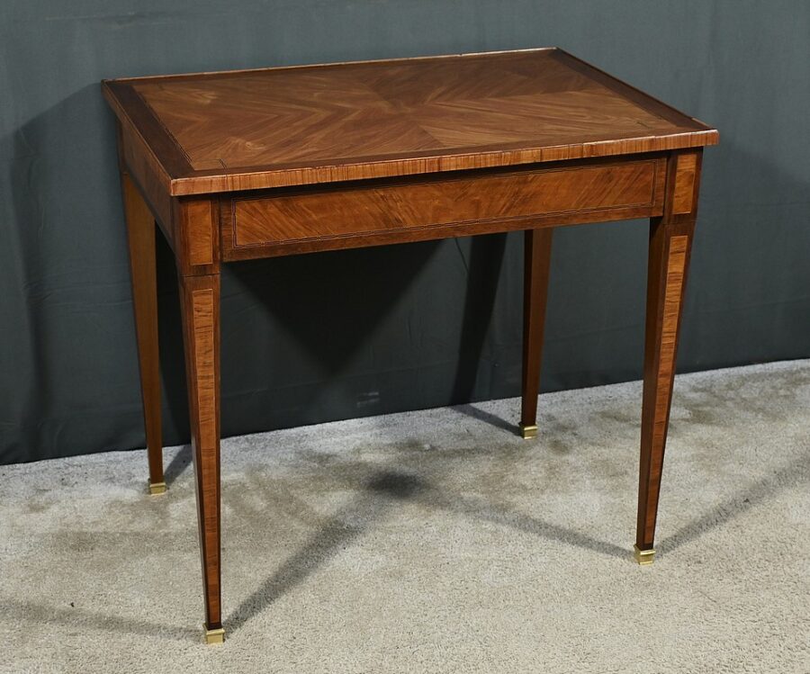 Petite Table Bureau en Marqueterie, style Louis XVI - 2ème partie XIXe – Image 4