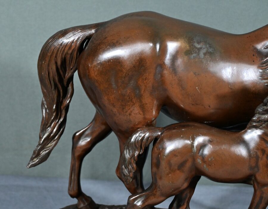 Régule, Cheval et son Poulain, signé E. Loiseau – Début XXe – Image 10