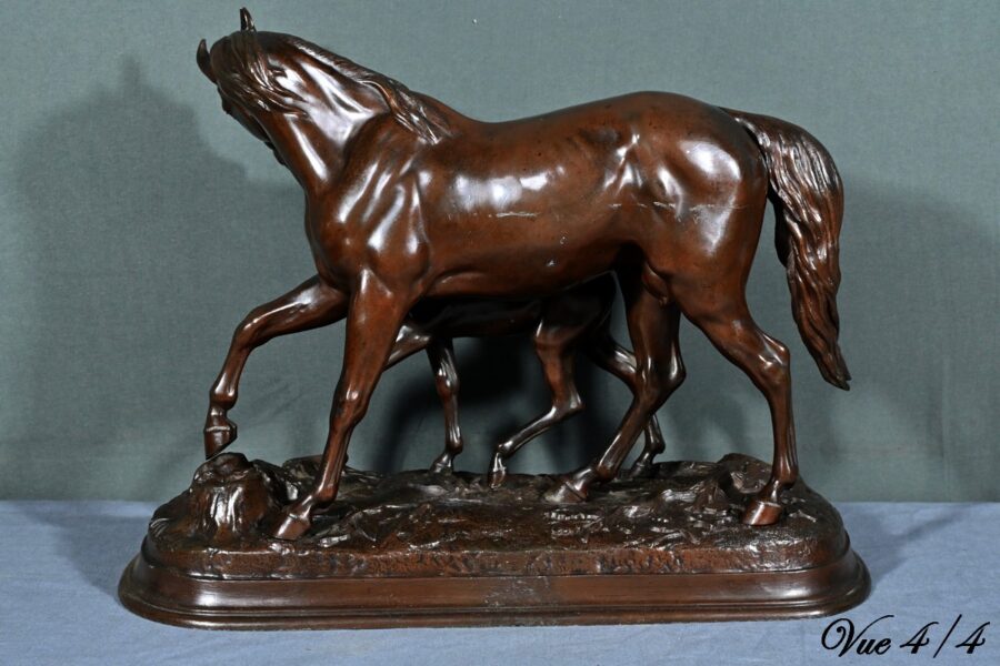 Régule, Cheval et son Poulain, signé E. Loiseau – Début XXe – Image 19