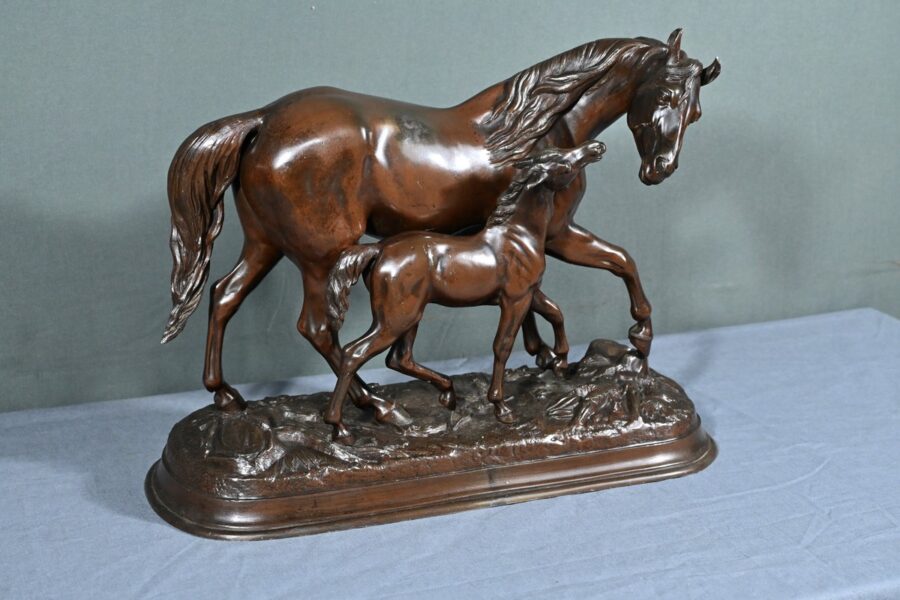 Régule, Cheval et son Poulain, signé E. Loiseau – Début XXe – Image 2