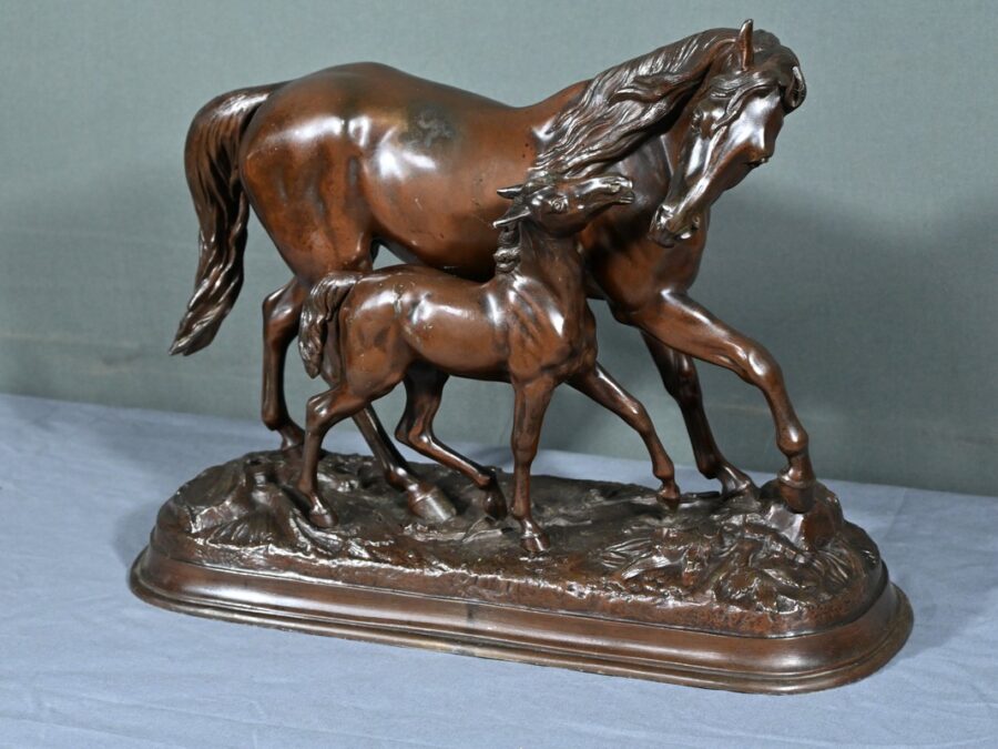 Régule, Cheval et son Poulain, signé E. Loiseau – Début XXe – Image 3