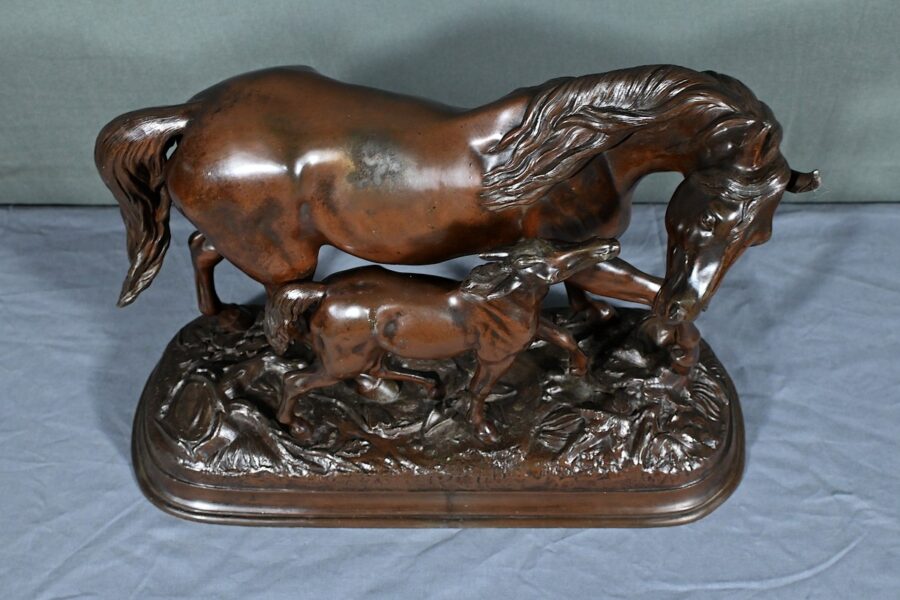 Régule, Cheval et son Poulain, signé E. Loiseau – Début XXe – Image 4