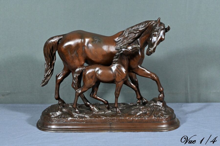 Régule, Cheval et son Poulain, signé E. Loiseau – Début XXe – Image 5