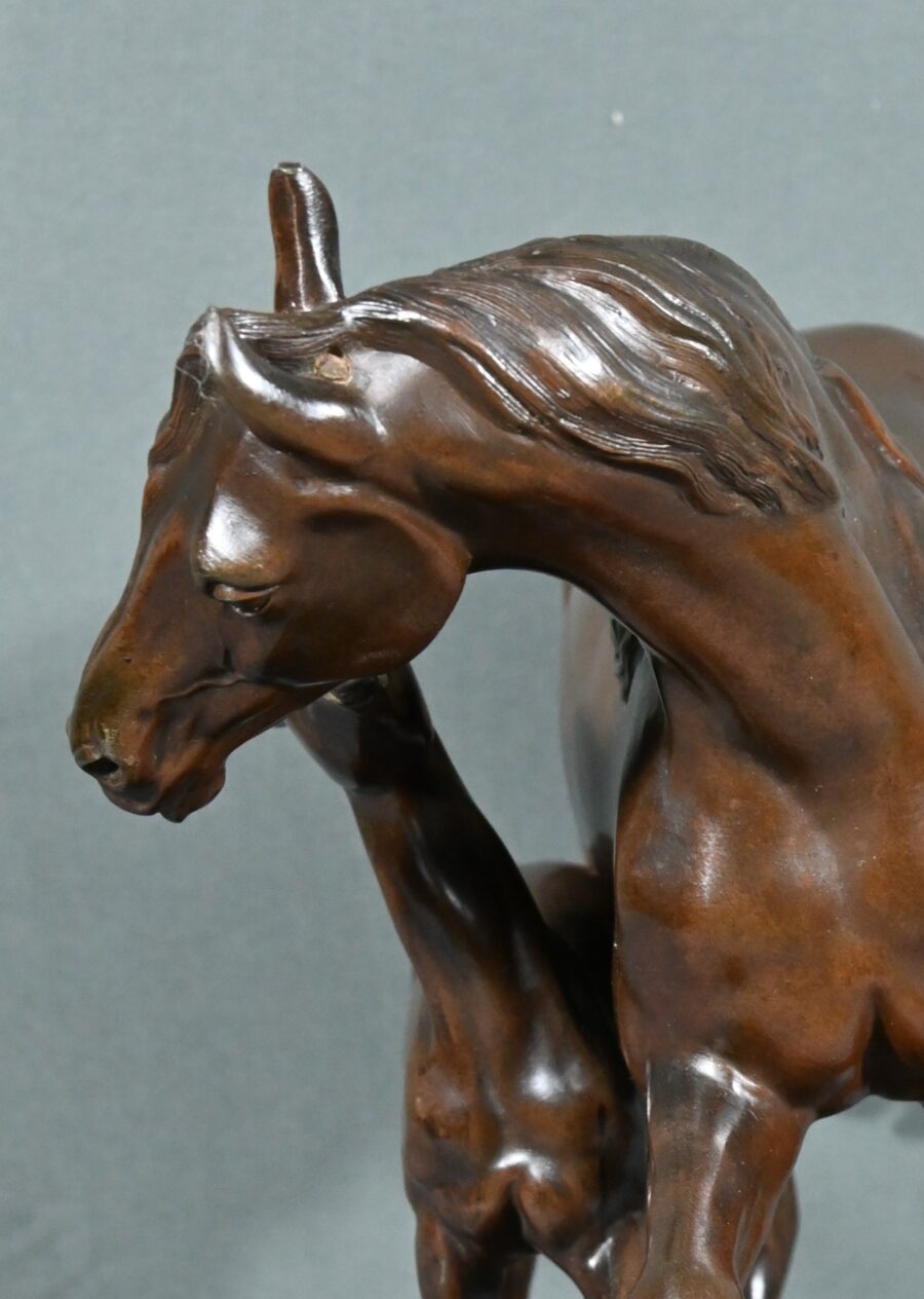 Régule, Cheval et son Poulain, signé E. Loiseau – Début XXe – Image 9