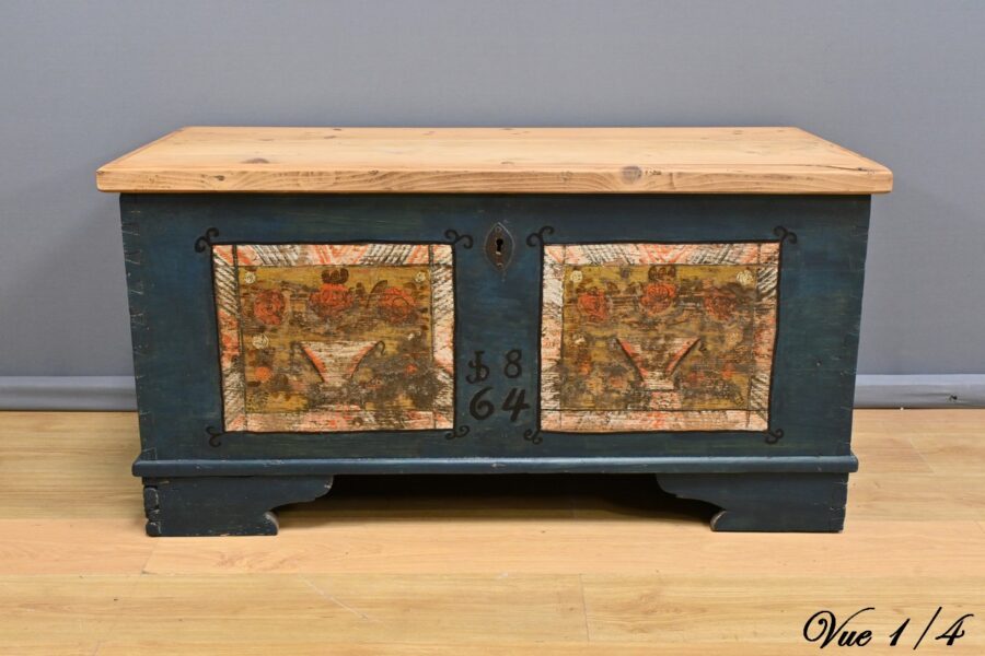 Coffre Peint en Pin, Europe de l’Est – Fin XIXe – Image 6