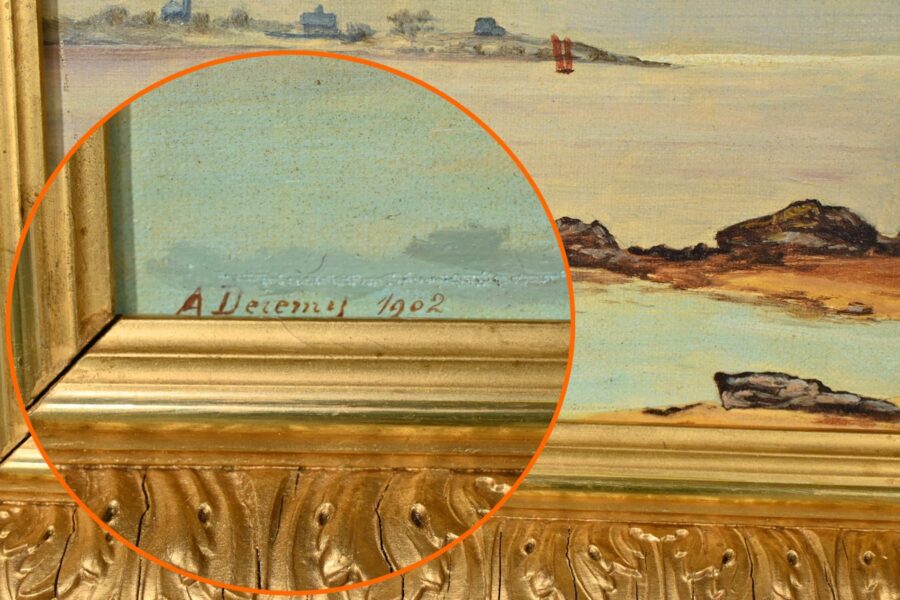 Peinture à l’Huile, signée A.Derémy – 1902 – Image 13