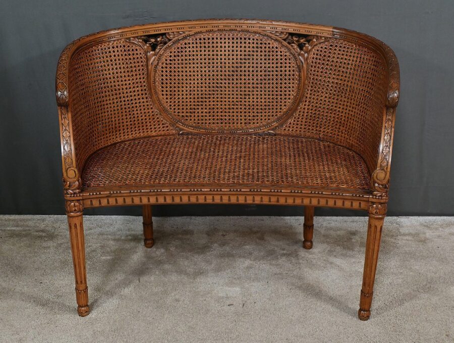 Banquette Corbeille en Noyer, style Louis XVI - 2ème partie XIXe – Image 3