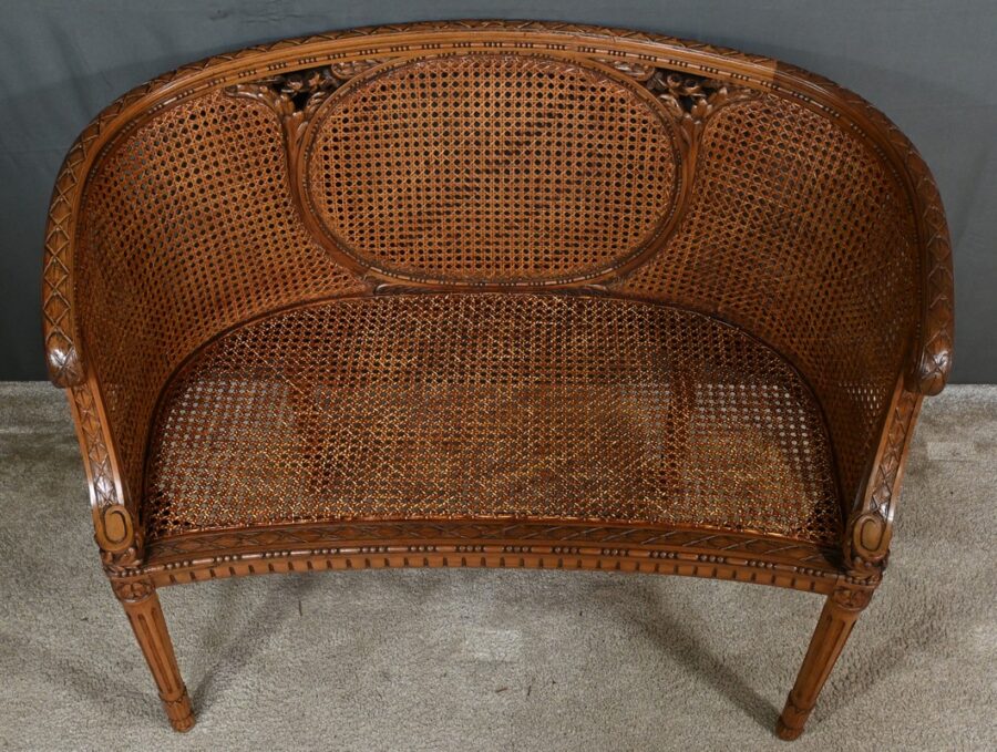 Banquette Corbeille en Noyer, style Louis XVI - 2ème partie XIXe – Image 7