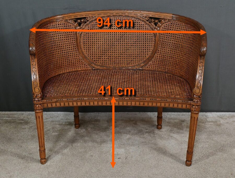 Banquette Corbeille en Noyer, style Louis XVI - 2ème partie XIXe – Image 14