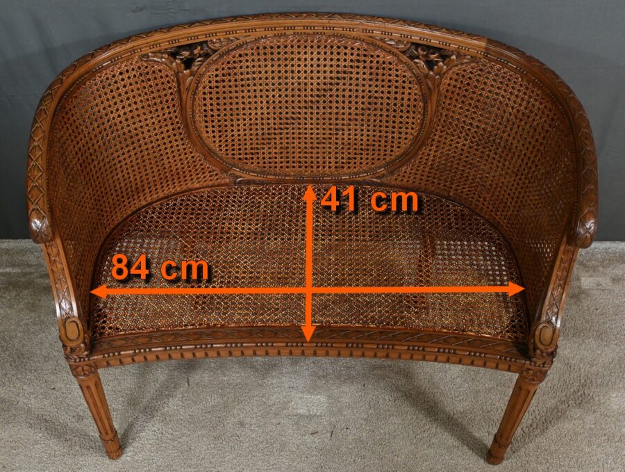 Banquette Corbeille en Noyer, style Louis XVI - 2ème partie XIXe – Image 15
