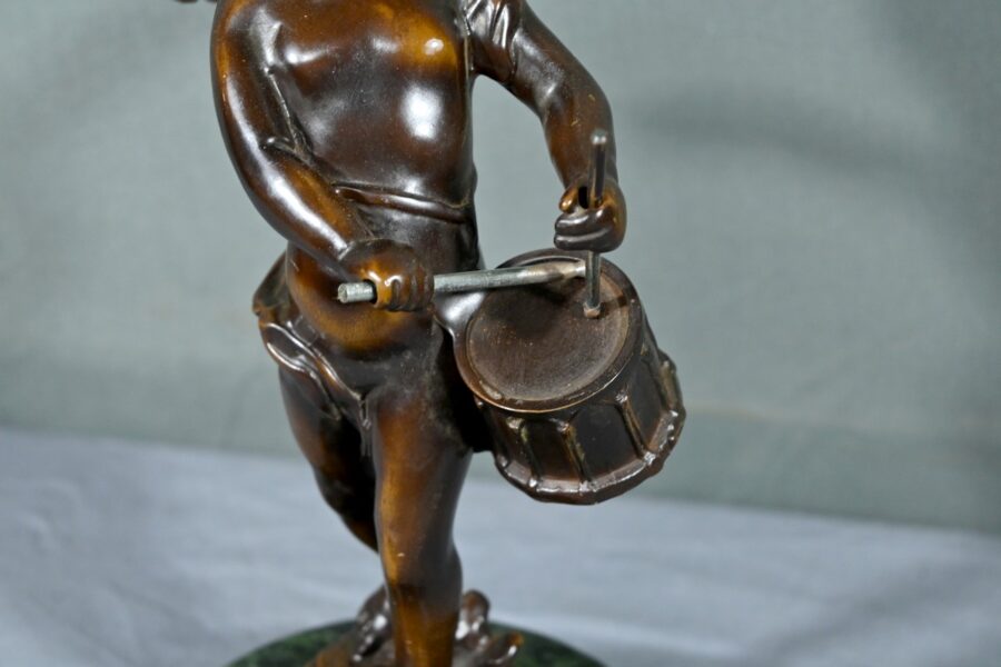 Bronze Putto au Tambourin, signé A.Moreau – Fin XIXe – Image 10