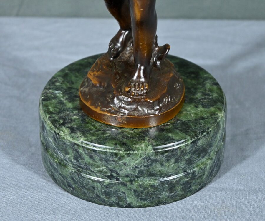 Bronze Putto au Tambourin, signé A.Moreau – Fin XIXe – Image 12