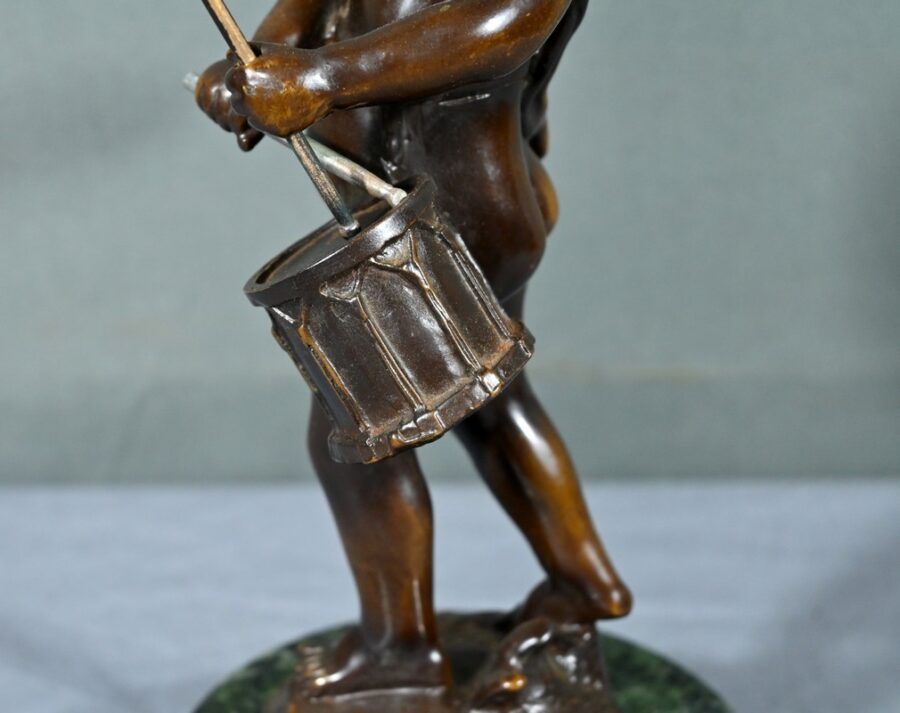 Bronze Putto au Tambourin, signé A.Moreau – Fin XIXe – Image 19