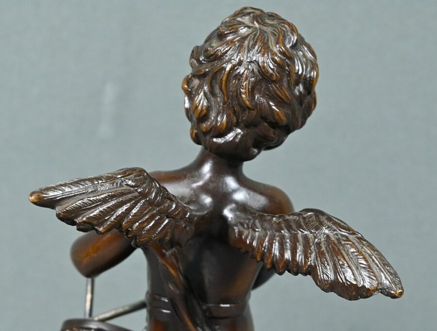 Bronze Putto au Tambourin, signé A.Moreau – Fin XIXe – Image 23