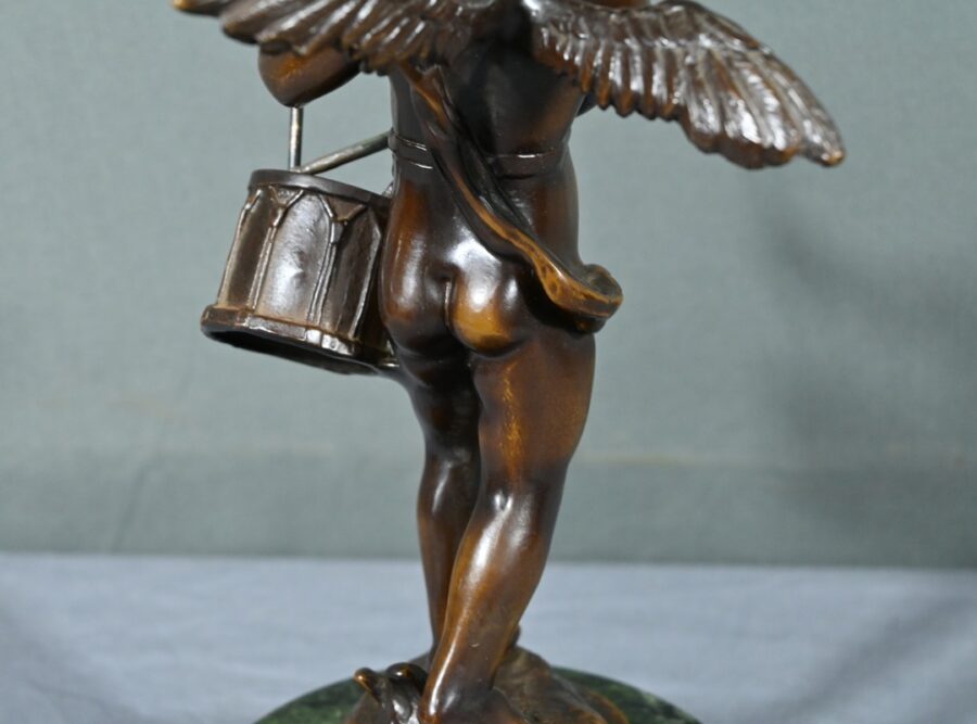 Bronze Putto au Tambourin, signé A.Moreau – Fin XIXe – Image 24