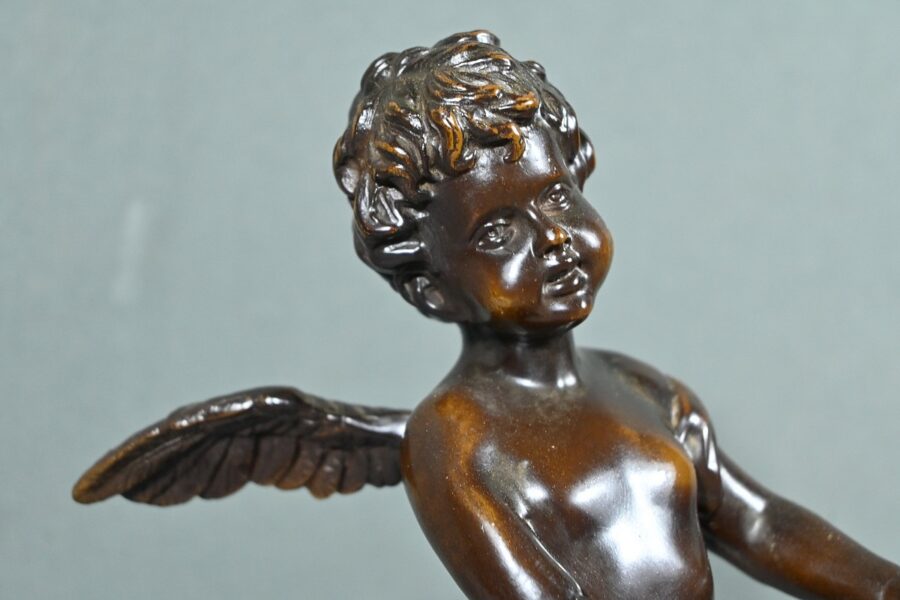 Bronze Putto au Tambourin, signé A.Moreau – Fin XIXe – Image 7