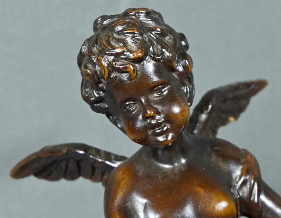 Bronze Putto au Tambourin, signé A.Moreau – Fin XIXe – Image 8