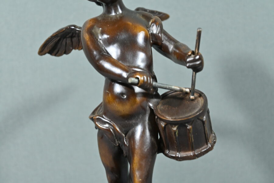 Bronze Putto au Tambourin, signé A.Moreau – Fin XIXe – Image 9