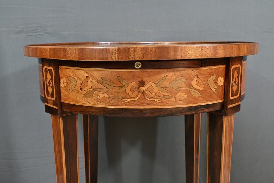 Petite Table de Salon en Marqueterie, style Louis XVI - Fin XIXe – Image 13