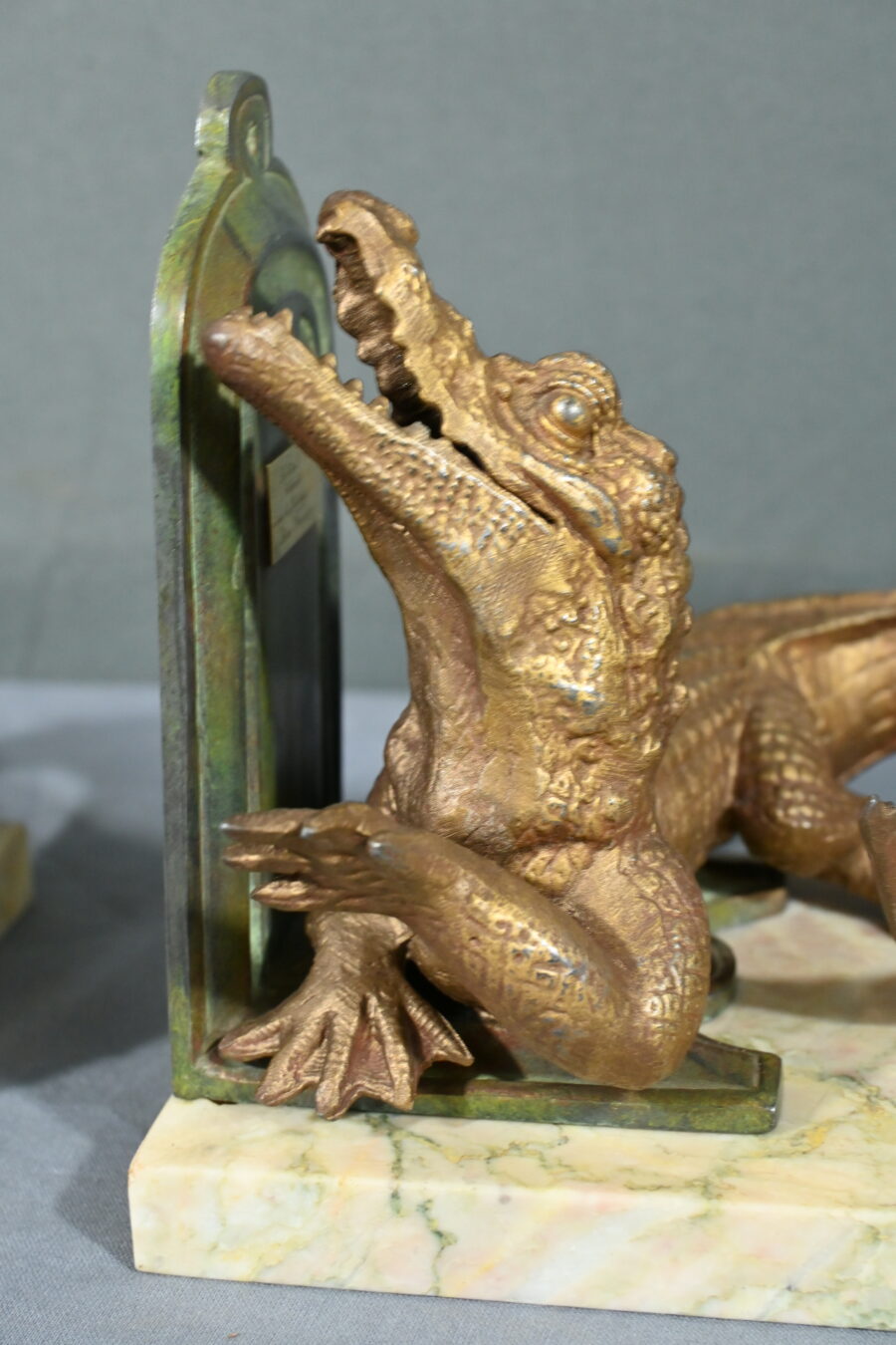 Serre-livres Crocodiles en Régule et Bronze – 1920 – Image 11