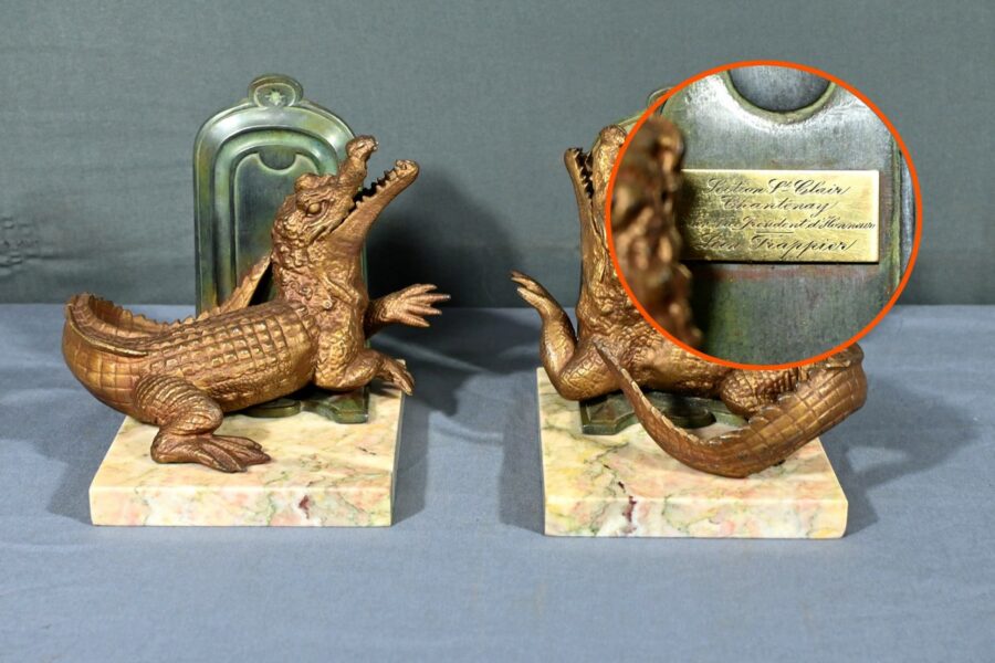 Serre-livres Crocodiles en Régule et Bronze – 1920 – Image 15