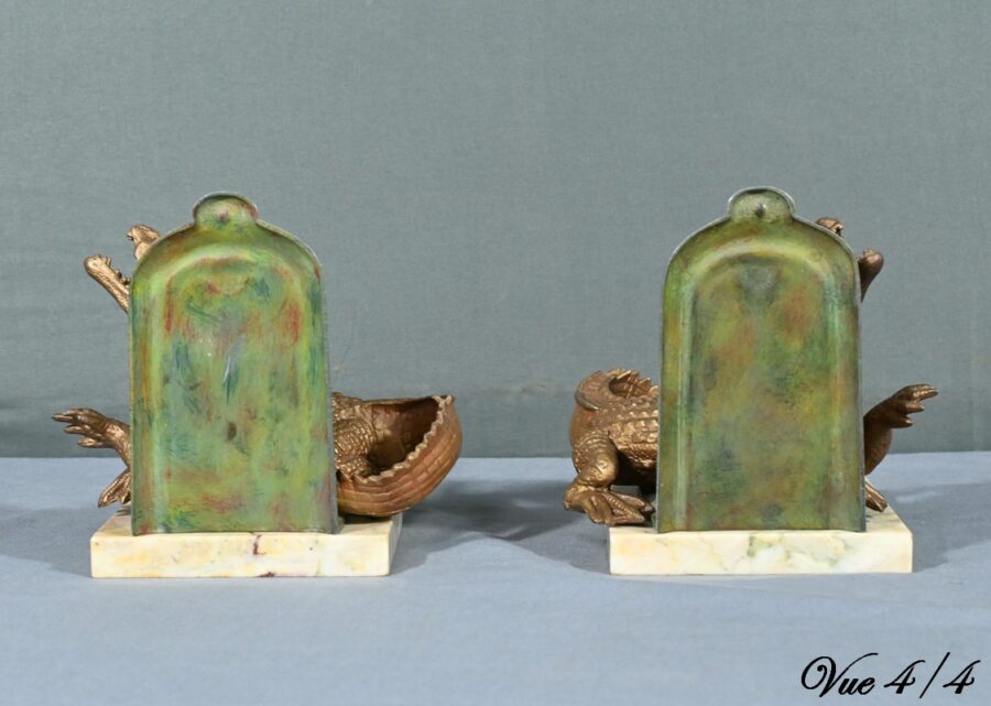 Serre-livres Crocodiles en Régule et Bronze – 1920 – Image 17