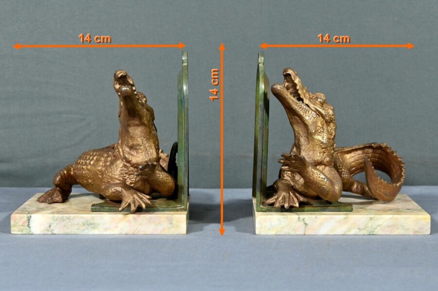 Serre-livres Crocodiles en Régule et Bronze – 1920 – Image 18