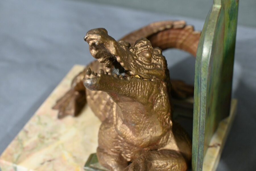 Serre-livres Crocodiles en Régule et Bronze – 1920 – Image 8