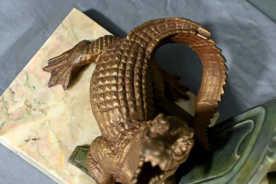 Serre-livres Crocodiles en Régule et Bronze – 1920 – Image 9