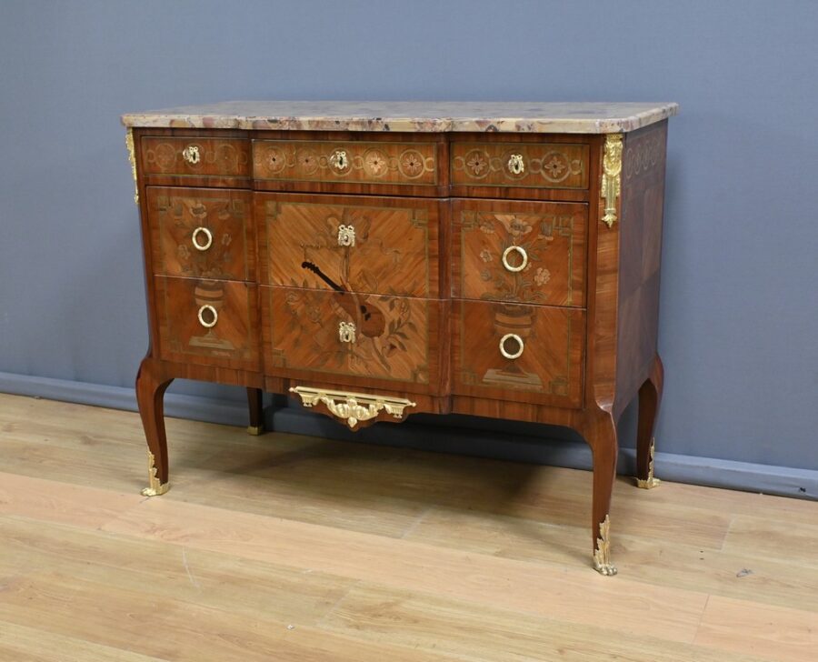 Commode Sauteuse en Bois de Rose et Palissandre, style Transition Louis XV / Louis XVI – Début XXe – Image 3