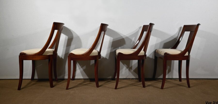 Suite de 4 Chaises Gondole en Acajou - Début XXe – Image 14